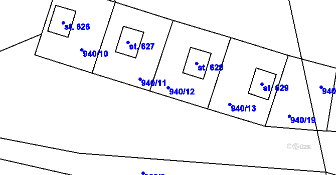 Parcela st. 940/12 v KÚ Hořejší Vrchlabí, Katastrální mapa