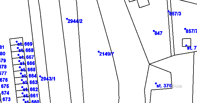 Parcela st. 2149/7 v KÚ Hořejší Vrchlabí, Katastrální mapa