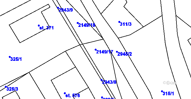 Parcela st. 2149/17 v KÚ Hořejší Vrchlabí, Katastrální mapa