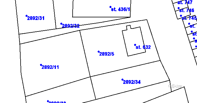 Parcela st. 2892/5 v KÚ Hořejší Vrchlabí, Katastrální mapa