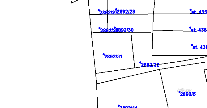 Parcela st. 2892/31 v KÚ Hořejší Vrchlabí, Katastrální mapa