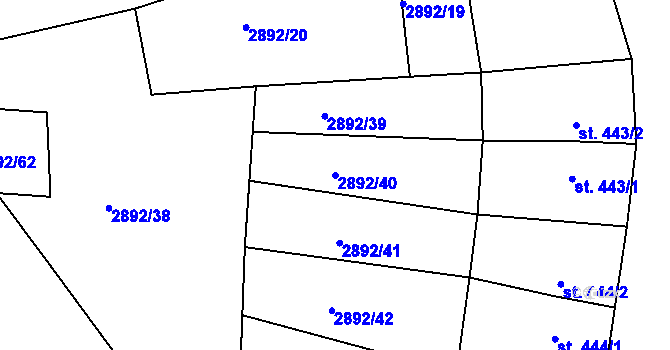 Parcela st. 2892/40 v KÚ Hořejší Vrchlabí, Katastrální mapa