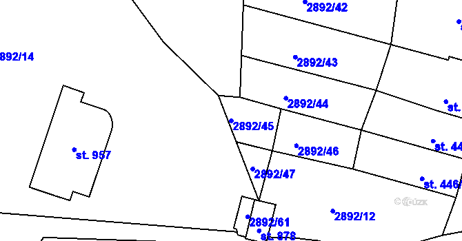 Parcela st. 2892/45 v KÚ Hořejší Vrchlabí, Katastrální mapa