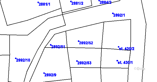 Parcela st. 2892/52 v KÚ Hořejší Vrchlabí, Katastrální mapa