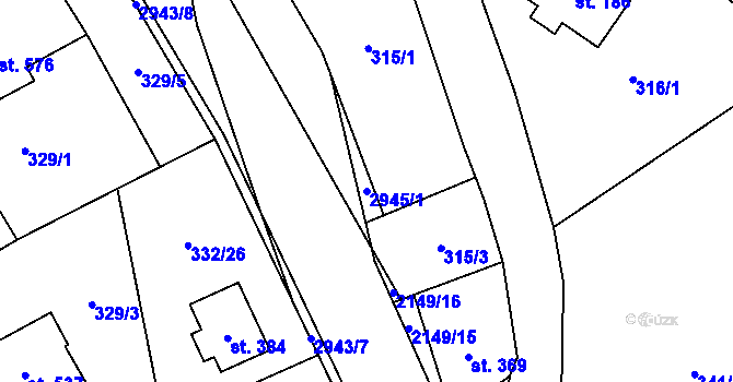 Parcela st. 2945/1 v KÚ Hořejší Vrchlabí, Katastrální mapa