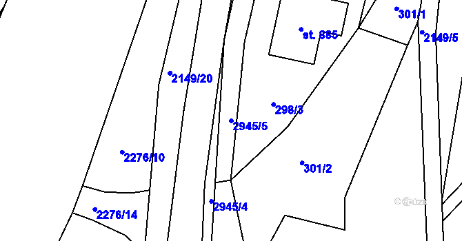 Parcela st. 2945/5 v KÚ Hořejší Vrchlabí, Katastrální mapa