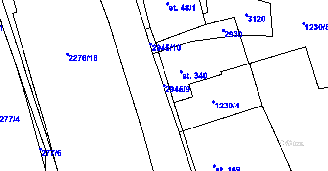Parcela st. 2945/9 v KÚ Hořejší Vrchlabí, Katastrální mapa