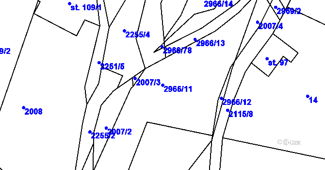 Parcela st. 2966/11 v KÚ Hořejší Vrchlabí, Katastrální mapa