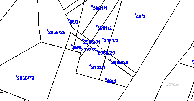 Parcela st. 2966/29 v KÚ Hořejší Vrchlabí, Katastrální mapa
