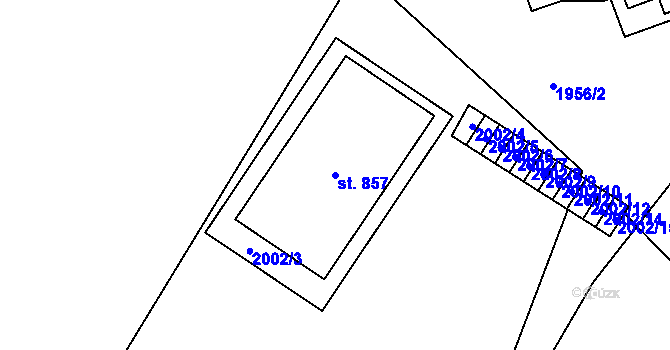 Parcela st. 857 v KÚ Hořejší Vrchlabí, Katastrální mapa
