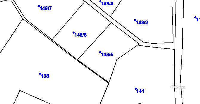 Parcela st. 148/5 v KÚ Hořejší Vrchlabí, Katastrální mapa