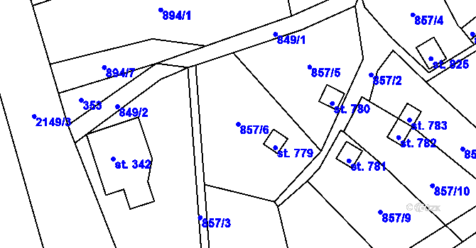 Parcela st. 857/6 v KÚ Hořejší Vrchlabí, Katastrální mapa