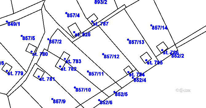 Parcela st. 857/12 v KÚ Hořejší Vrchlabí, Katastrální mapa