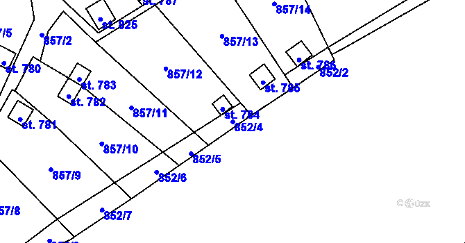 Parcela st. 852/4 v KÚ Hořejší Vrchlabí, Katastrální mapa