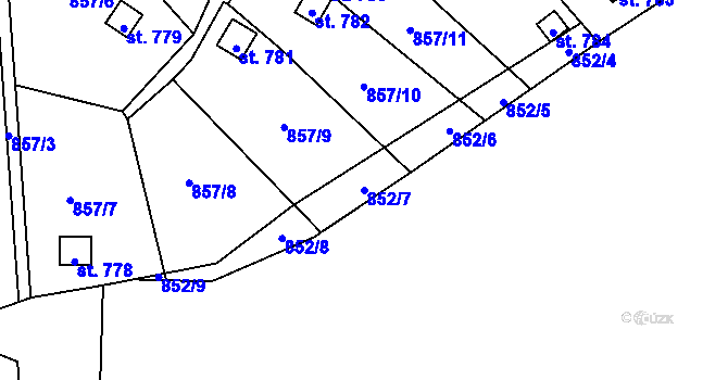 Parcela st. 852/7 v KÚ Hořejší Vrchlabí, Katastrální mapa