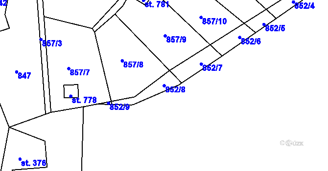 Parcela st. 852/8 v KÚ Hořejší Vrchlabí, Katastrální mapa