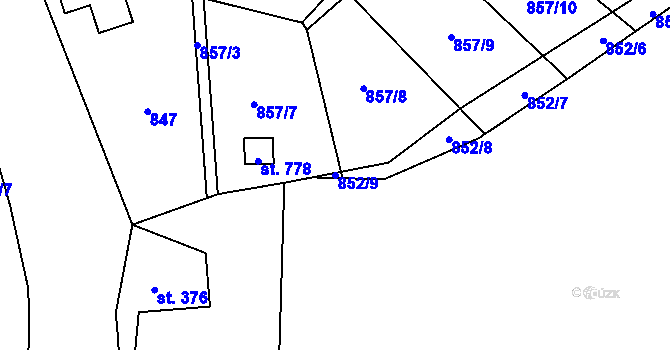 Parcela st. 852/9 v KÚ Hořejší Vrchlabí, Katastrální mapa