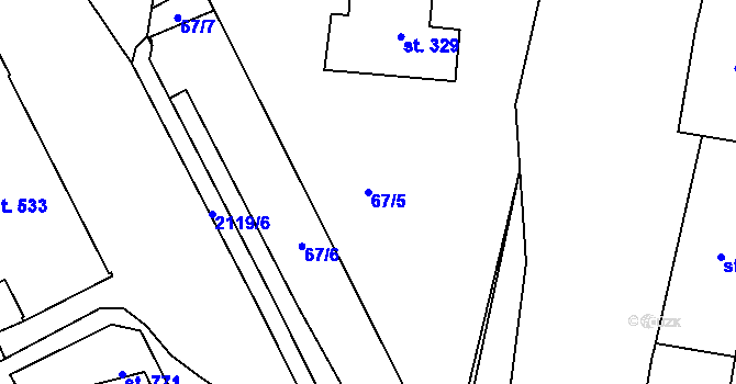 Parcela st. 67/5 v KÚ Hořejší Vrchlabí, Katastrální mapa