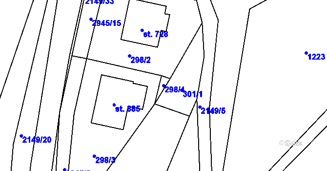 Parcela st. 298/4 v KÚ Hořejší Vrchlabí, Katastrální mapa