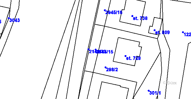 Parcela st. 2945/15 v KÚ Hořejší Vrchlabí, Katastrální mapa