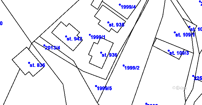 Parcela st. 936 v KÚ Hořejší Vrchlabí, Katastrální mapa