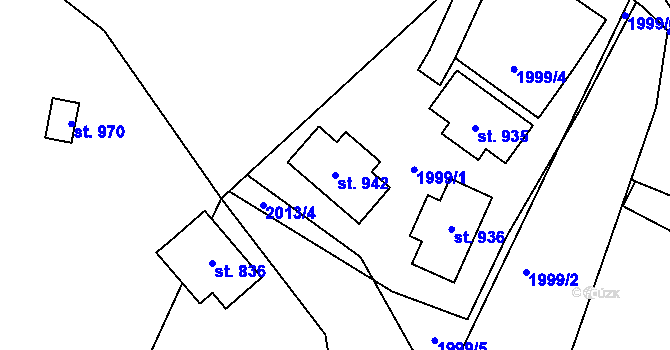 Parcela st. 942 v KÚ Hořejší Vrchlabí, Katastrální mapa