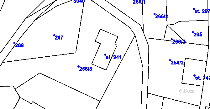 Parcela st. 941 v KÚ Hořejší Vrchlabí, Katastrální mapa