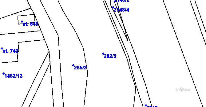 Parcela st. 282/5 v KÚ Hořejší Vrchlabí, Katastrální mapa