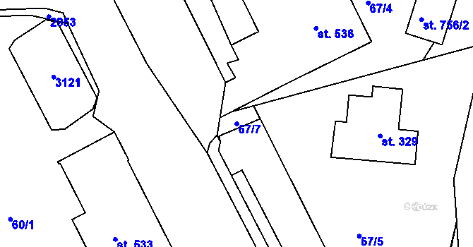 Parcela st. 67/7 v KÚ Hořejší Vrchlabí, Katastrální mapa