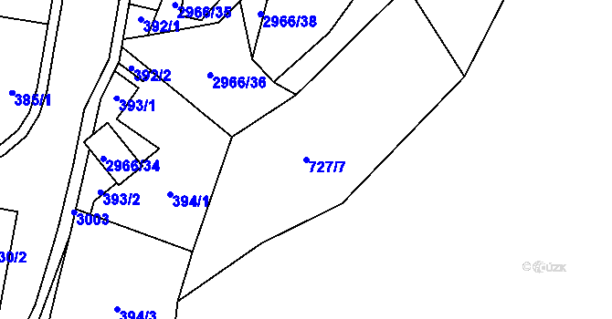 Parcela st. 727/7 v KÚ Hořejší Vrchlabí, Katastrální mapa