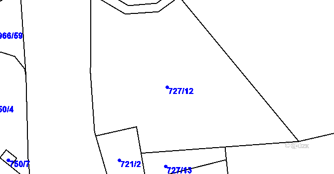 Parcela st. 727/12 v KÚ Hořejší Vrchlabí, Katastrální mapa