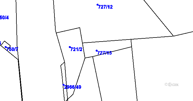 Parcela st. 727/13 v KÚ Hořejší Vrchlabí, Katastrální mapa