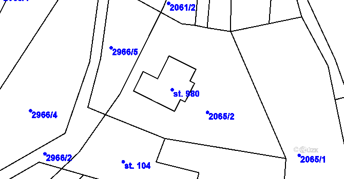 Parcela st. 980 v KÚ Hořejší Vrchlabí, Katastrální mapa