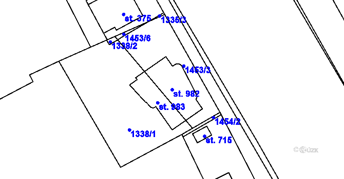 Parcela st. 982 v KÚ Hořejší Vrchlabí, Katastrální mapa