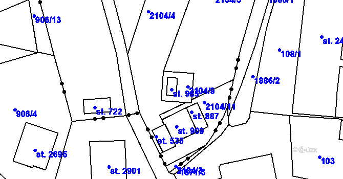 Parcela st. 985 v KÚ Hořejší Vrchlabí, Katastrální mapa