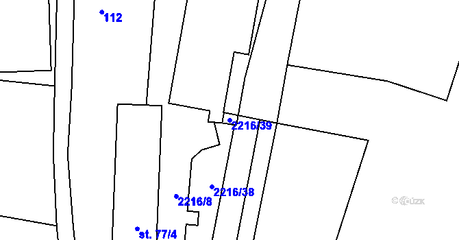 Parcela st. 2216/39 v KÚ Hořejší Vrchlabí, Katastrální mapa