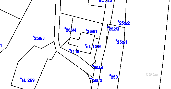 Parcela st. 1016 v KÚ Hořejší Vrchlabí, Katastrální mapa