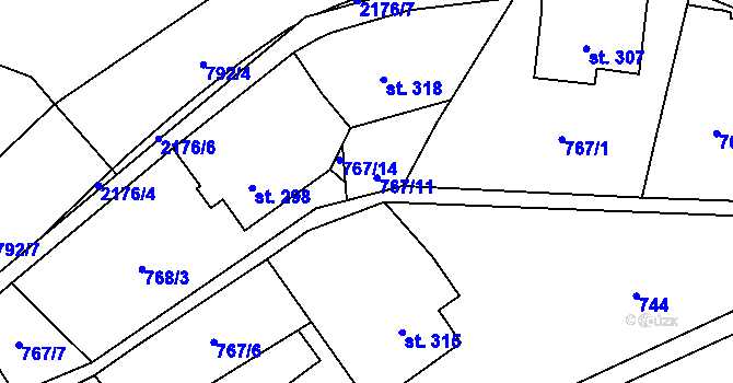 Parcela st. 767/15 v KÚ Hořejší Vrchlabí, Katastrální mapa