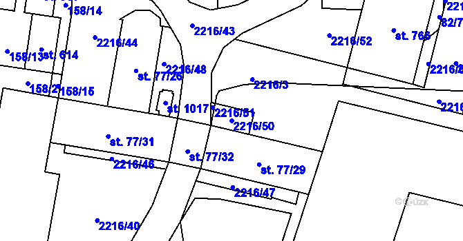 Parcela st. 2216/50 v KÚ Hořejší Vrchlabí, Katastrální mapa
