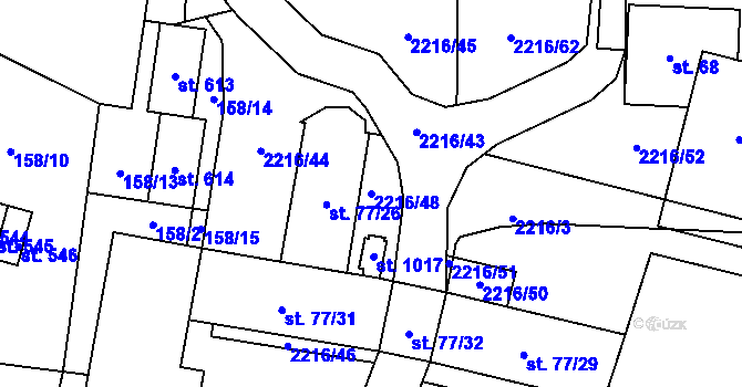 Parcela st. 2216/48 v KÚ Hořejší Vrchlabí, Katastrální mapa