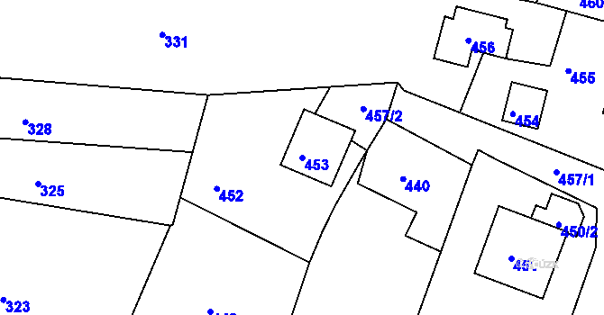 Parcela st. 453 v KÚ Vrchoslavice, Katastrální mapa