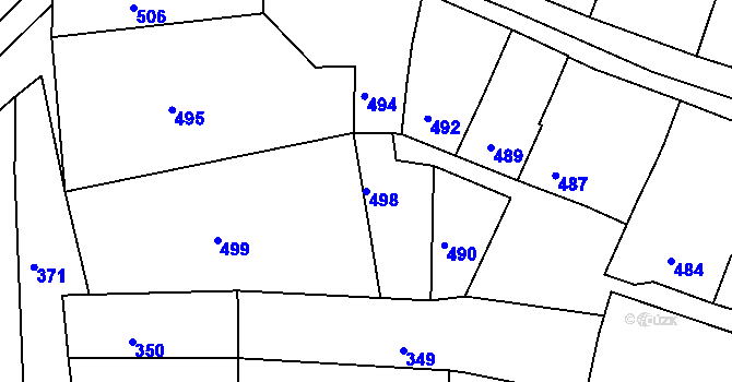 Parcela st. 498 v KÚ Vrchoslavice, Katastrální mapa