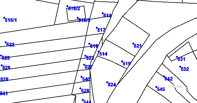 Parcela st. 514 v KÚ Vrchoslavice, Katastrální mapa