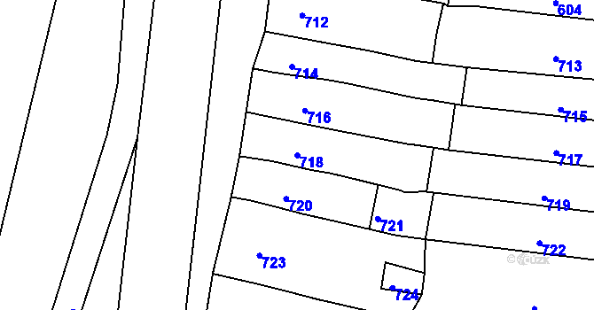 Parcela st. 718 v KÚ Vrchoslavice, Katastrální mapa