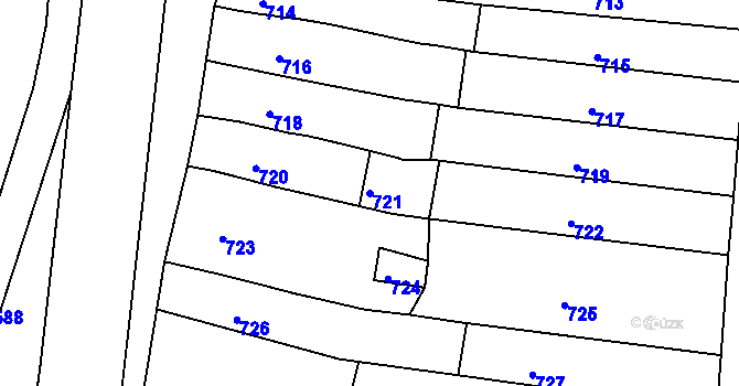 Parcela st. 721 v KÚ Vrchoslavice, Katastrální mapa