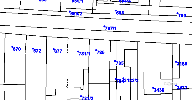 Parcela st. 786 v KÚ Vrchoslavice, Katastrální mapa