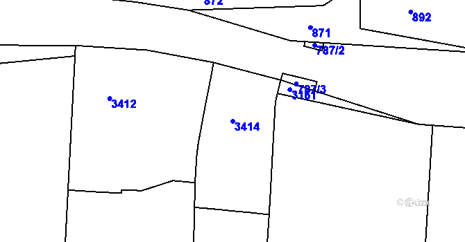 Parcela st. 3414 v KÚ Vrchoslavice, Katastrální mapa