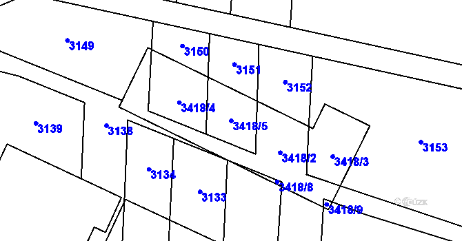 Parcela st. 3418/5 v KÚ Vrchoslavice, Katastrální mapa