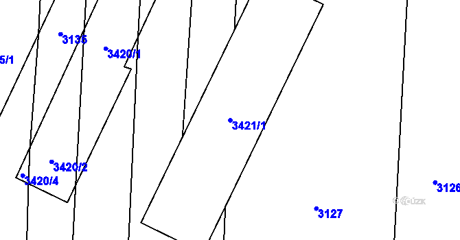 Parcela st. 3421/1 v KÚ Vrchoslavice, Katastrální mapa