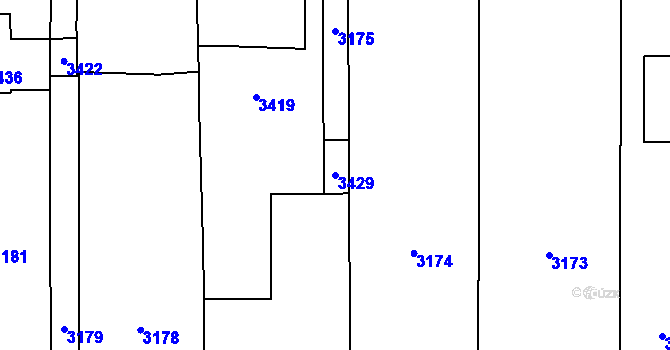 Parcela st. 3429 v KÚ Vrchoslavice, Katastrální mapa